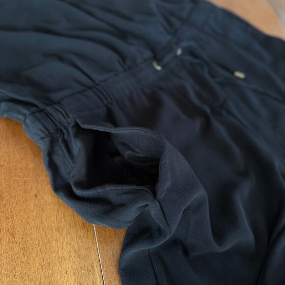 Eileen Fisher Black Drawstring Crepe Cropped Wide Leg Jumpsuit Sz Small Casual - Picture 6 of 13